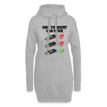 How To Insert USB Stick Funny Programmer Meme - Hoodie-Kleid - Grau meliert - Vorne