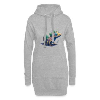 Gamer's Perfect Illustration - Cute Colorful Gekko - Hoodie-Kleid - Grau meliert - Vorne
