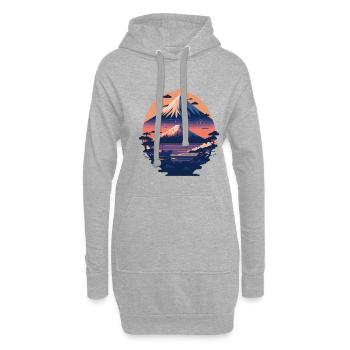 Serene Mount Fuji Sunset Peaceful River Scenery - Hoodie-Kleid - Grau meliert - Vorne