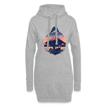 Serene Mount Fuji Sunset Peaceful River Scenery - Hoodie-Kleid - Grau meliert - Vorne
