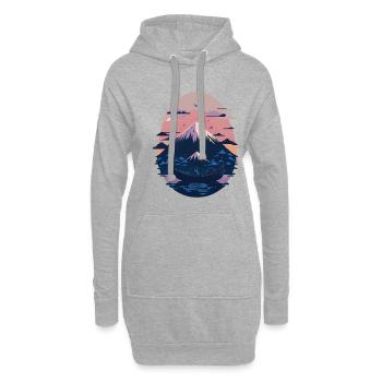 Serene Mount Fuji Sunset Peaceful River Scenery - Hoodie-Kleid - Grau meliert - Vorne