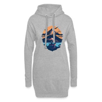 Serene Mount Fuji Sunset Peaceful River Scenery - Hoodie-Kleid - Grau meliert - Vorne