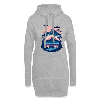 Serene Mount Fuji Sunset Peaceful River Scenery - Hoodie-Kleid - Grau meliert - Vorne