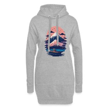 Serene Mount Fuji Sunset Peaceful River Scenery - Hoodie-Kleid - Grau meliert - Vorne
