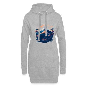 Serene Mount Fuji Sunset Peaceful River Scenery - Hoodie-Kleid - Grau meliert - Vorne
