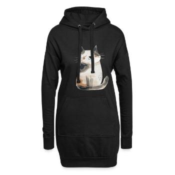 Niedliche skurrile Katzenillustration - Entzückendes Tier - Hoodie-Kleid - Schwarz - Vorne