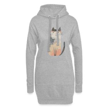 Niedliche skurrile Katzenillustration - Entzückendes Tier - Hoodie-Kleid - Grau meliert - Vorne