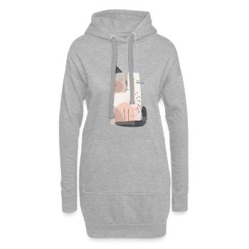 Niedliche skurrile Katzenillustration - Entzückendes Tier - Hoodie-Kleid - Grau meliert - Vorne