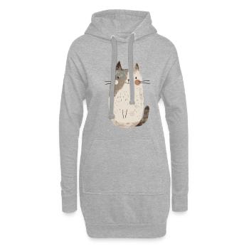 Niedliche skurrile Katzenillustration - Entzückendes Tier - Hoodie-Kleid - Grau meliert - Vorne