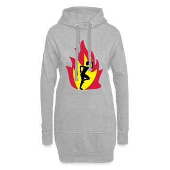 Flamme de coureur - Sweat-shirt à capuche long Femme - gris chiné - Devant