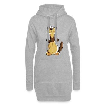 Freches Frettchen Comic - Geschenk - Iltis - Hoodie-Kleid - Grau meliert - Vorne