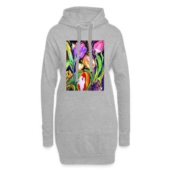 EG Blumen I Tulpen I Geburtstag I Zeichnung - Hoodie-Kleid - Grau meliert - Vorne