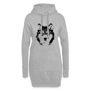 Goldene Augen im Schatten - Hoodie-Kleid - Grau meliert - Vorne