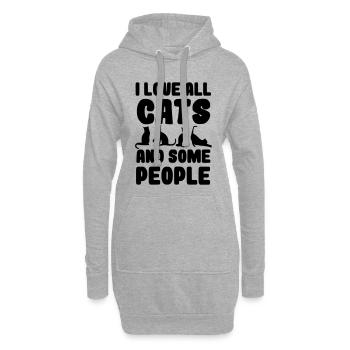 Ich liebe alle Katzen und einige Menschen* - Hoodie-Kleid - Grau meliert - Vorne