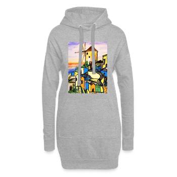 EC Holiday I Sea I Greece I Crete I Watercolor - Hoodie Dress - heather grey - Front