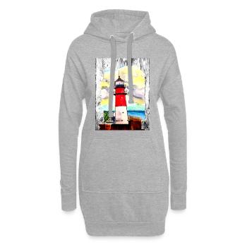 CE Vacances I Phare I Büsum I Mer du Nord - Sweat-shirt à capuche long Femme - gris chiné - Devant