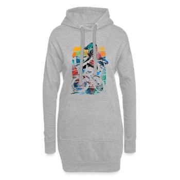 Retro Bmx Bike Rider - Bmx Freestyle Bike - Sweat-shirt à capuche long Femme - gris chiné - Devant