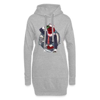 Ahoy MatRose – Conception de jeux de mots maritimes - Sweat-shirt à capuche long Femme - gris chiné - Devant