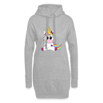 Motif câlin arc-en-ciel licorne - Sweat-shirt à capuche long Femme - gris chiné - Devant