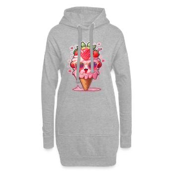Glace à la fraise - Sweat-shirt à capuche long Femme - gris chiné - Devant
