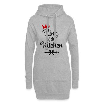 Roi de la cuisine - Sweat-shirt à capuche long Femme - gris chiné - Devant