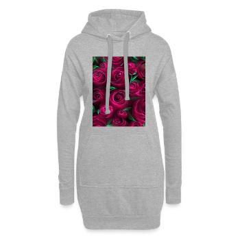 Romance Bouquet de roses rouges Amour Moderne - Sweat-shirt à capuche long Femme - gris chiné - Devant