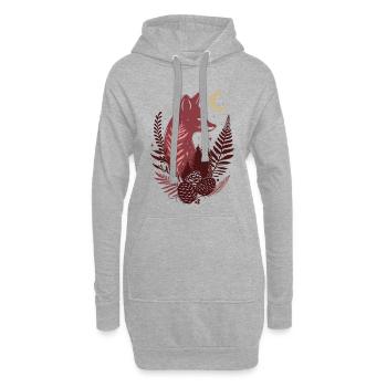 Mystischer Fuchs im Wald - Herbstlich Naturdesign - Hoodie-Kleid - Grau meliert - Vorne