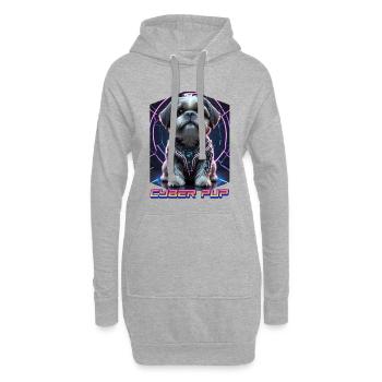 Cyber Pup Shih Tzu Dog - Hoodie Dress - heather grey - Front
