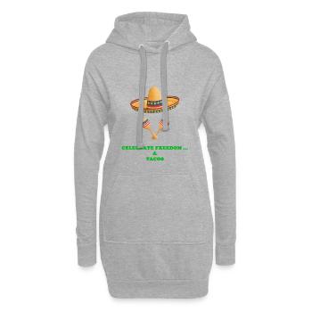 Célébrez la liberté... et des tacos - Sweat-shirt à capuche long Femme - gris chiné - Devant