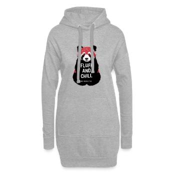 Fluff and Chill – Red Panda Style - Hoodie-Kleid - Grau meliert - Vorne