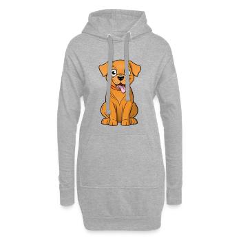 Fröhlicher und süßer brauner Hund - Hoodie-Kleid - Grau meliert - Vorne