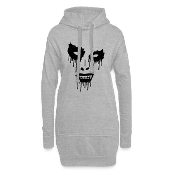 Le visage noir du mal - Sweat-shirt à capuche long Femme - gris chiné - Devant