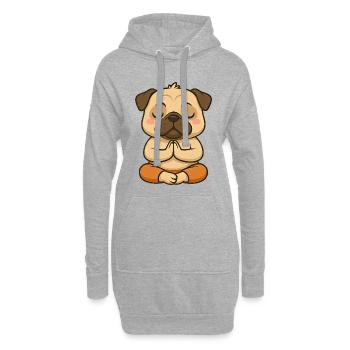 mignon carlin yoga méditation relaxation dessin animé - Sweat-shirt à capuche long Femme - gris chiné - Devant