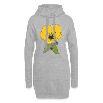 Tulpe mit Veilchen - Hoodie-Kleid - Grau meliert - Vorne