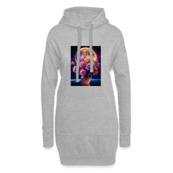Himmlische Blüte bei Vollmond - Hoodie-Kleid - Grau meliert - Vorne