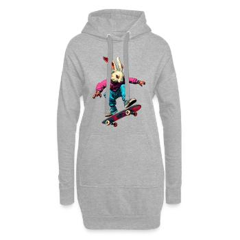 Bunny Skateboard / Skateur Bunny - Sweat-shirt à capuche long Femme - gris chiné - Devant