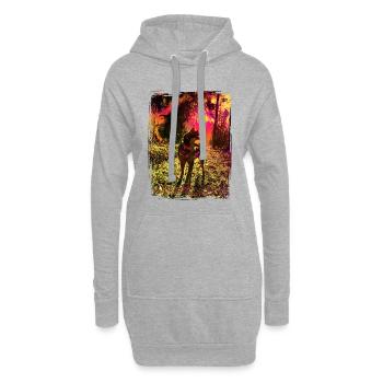 Husky dans le coucher de soleil mystique - Sweat-shirt à capuche long Femme - gris chiné - Devant