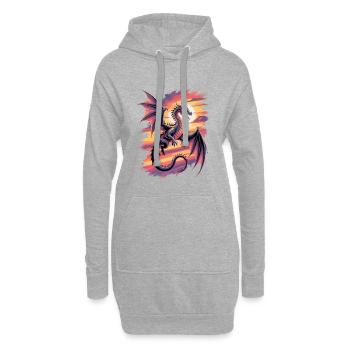 Dragon fantastique au coucher du soleil - Sweat-shirt à capuche long Femme - gris chiné - Devant