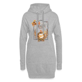 Herbst Igel Blätter Rahmen - Hoodie-Kleid - Grau meliert - Vorne