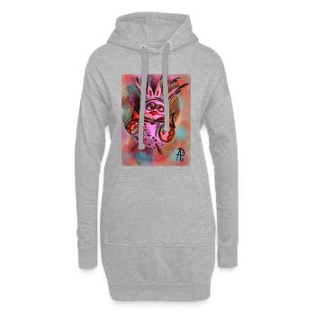 pink_piou_piou - Sweat-shirt à capuche long Femme - gris chiné - Devant