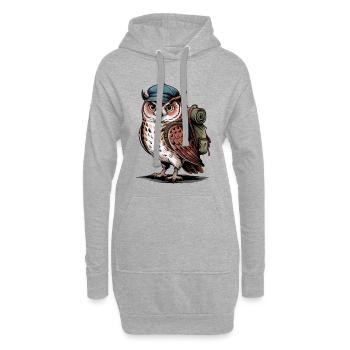Wandernde Eule mit Rucksack - Hoodie-Kleid - Grau meliert - Vorne