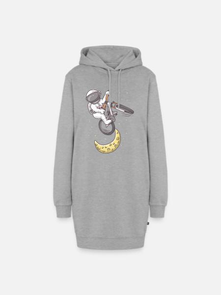Astronaut Moon Bike Jump - Hoodie-Kleid - Grau meliert