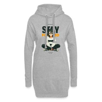 Bleib fokussiert – Anime Stil - Hoodie-Kleid - Grau meliert - Vorne