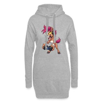 Crazy Neon Pony Gamer mit Headset Gaming - Hoodie-Kleid - Grau meliert - Vorne