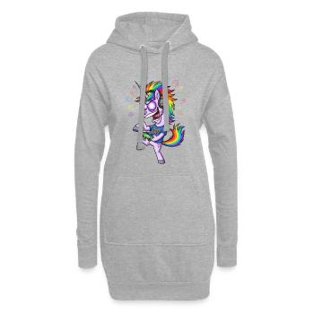Regenbogen Einhorn Gaming Level Up Gamer - Hoodie-Kleid - Grau meliert - Vorne
