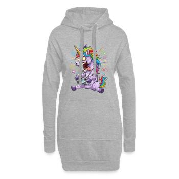 Joueur de licornes arc-en-ciel complètement drôle - Sweat-shirt à capuche long Femme - gris chiné - Devant