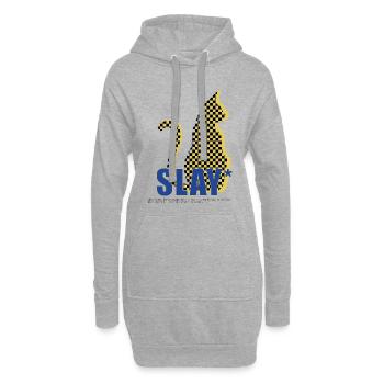 Slay Katze Checker Silhouette - Sweat-shirt à capuche long Femme - gris chiné - Devant