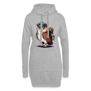 Abenteuer Eule mit Rucksack - Hoodie-Kleid - Grau meliert - Vorne