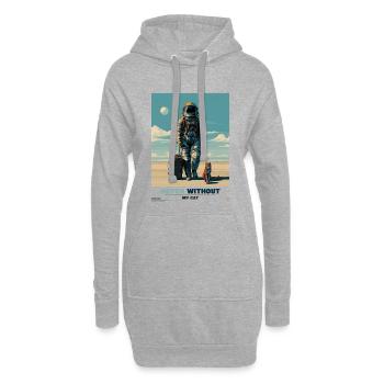 Never Without My Cat in Space - Hoodie Dress - heather grey - Front