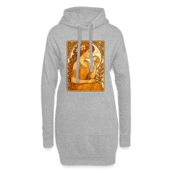 Cadeau de chemise café vintage Pin-Up Art nouveau - Sweat-shirt à capuche long Femme - gris chiné - Devant